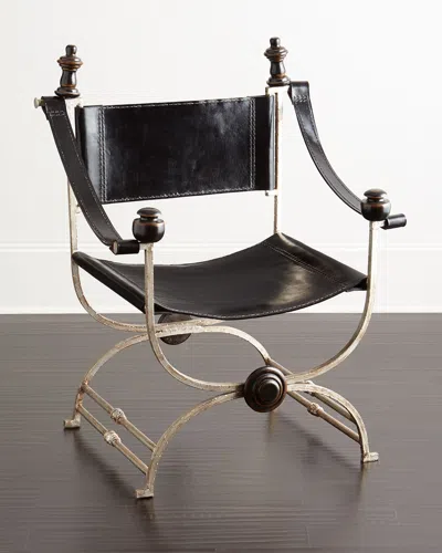 Peninsula Home Collection Martina Ebony Leather Chair In Black