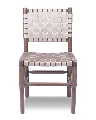 Peninsula Home Collection Perry Woven Leather Dining Chair In Silver