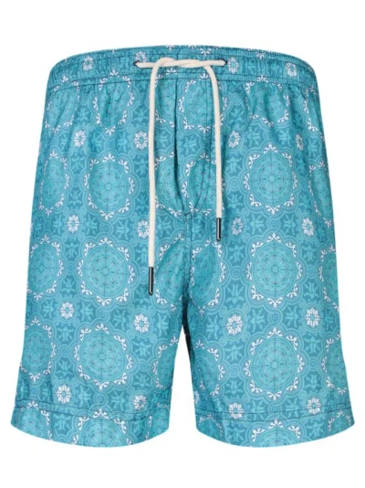 Peninsula Patterned Swim Boxer Shorts In Blue