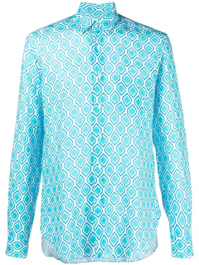 Peninsula Swimwear All-over Graphic-print Shirt In Blue