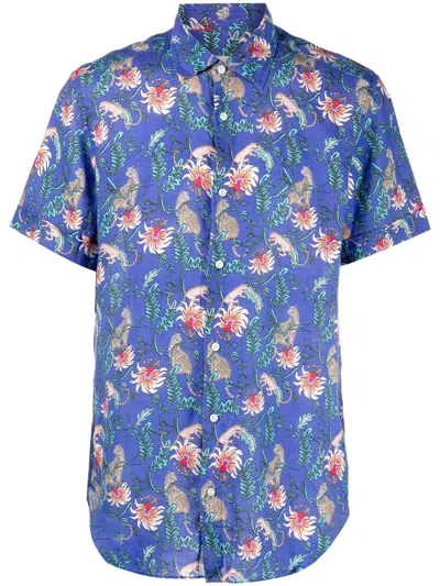 Peninsula Swimwear All-over Graphic-print Shirt In Blue