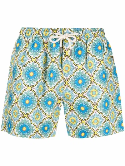 Peninsula Swimwear Anacapri Printed Swimming Shorts In Blue