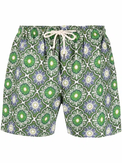 Peninsula Swimwear Anacapri Printed Swimming Shorts In Green