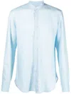 Peninsula Swimwear Band-collar Button-down Shirt In Blue