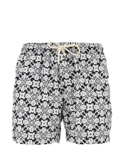 Peninsula Swimwear Baroque-print Drawstring Swim Shorts In Black