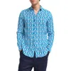 Peninsula Swimwear Geometric-print Linen Shirt In Blue