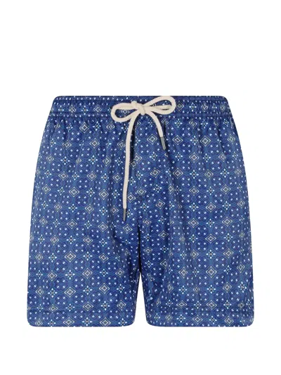 Peninsula Swimwear Capresa Patterned Drawstring-fastening Swim Shorts In Blue