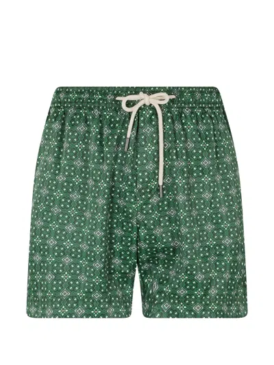 Peninsula Swimwear Capresa Patterned Drawstring-fastening Swim Shorts In Green