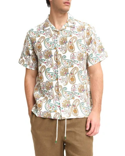 Peninsula Swimwear Casablanca Linen Bowling Shirt In Multi