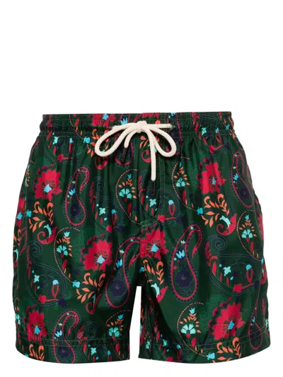 Peninsula Swimwear Casablanca Paisley-print Swim Shorts In Green