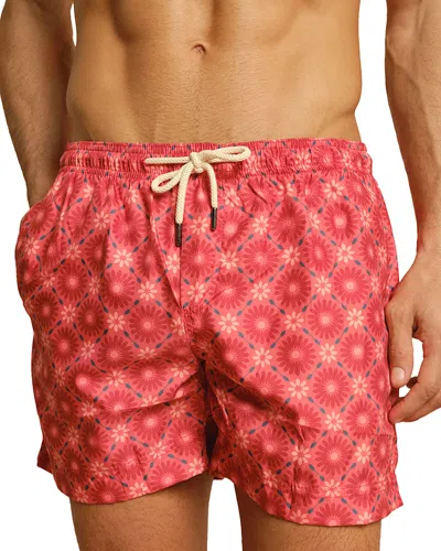 Peninsula Swimwear 5.5 Drawstring Swim Shorts In Aqua Mediterraneo In Red