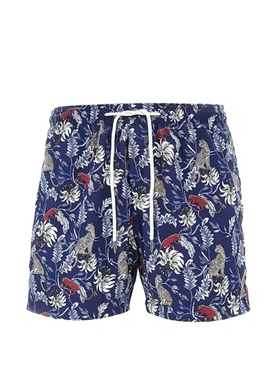 Peninsula Swimwear Floral Beachware Shorts In Blue
