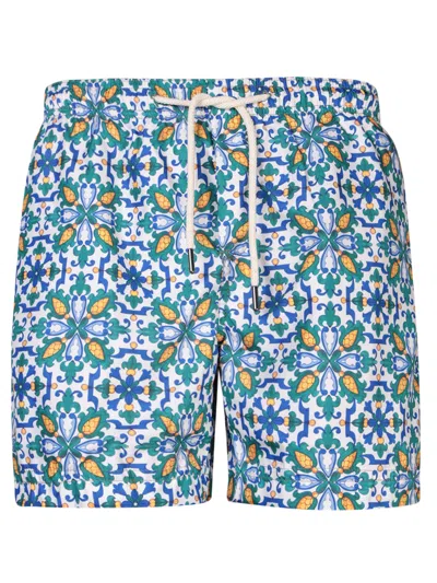 Peninsula Swimwear Floral Print Blue Boxer Swim Shorts By Peninsula