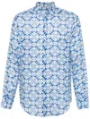 Peninsula Swimwear Floral-print Linen Shirt In Blue
