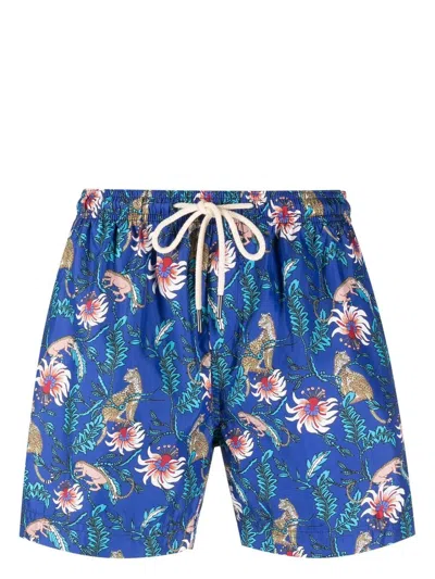 Peninsula Swimwear Malindi Floral- Printed Swimming Shorts In Blau