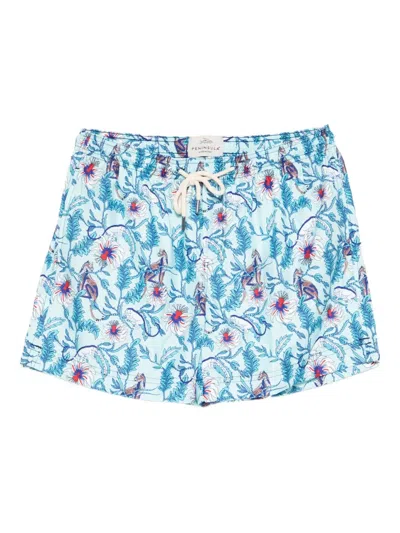 Peninsula Swimwear Floral-print Swim Shorts In Blue