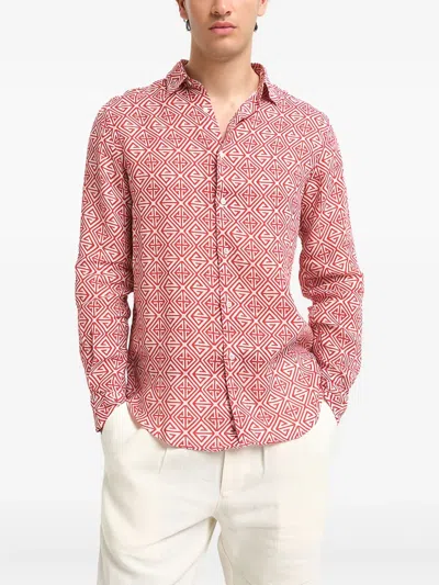 Peninsula Swimwear Geometric-pattern Shirt In Red