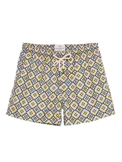 PENINSULA SWIMWEAR GEOMETRIC-PATTERN SWIM SHORTS