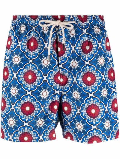Peninsula Swimwear Geometric-pattern Swim Shorts In Blue