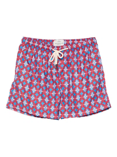 Peninsula Swimwear Badeshorts Mit Geometrischem Muster In Purple