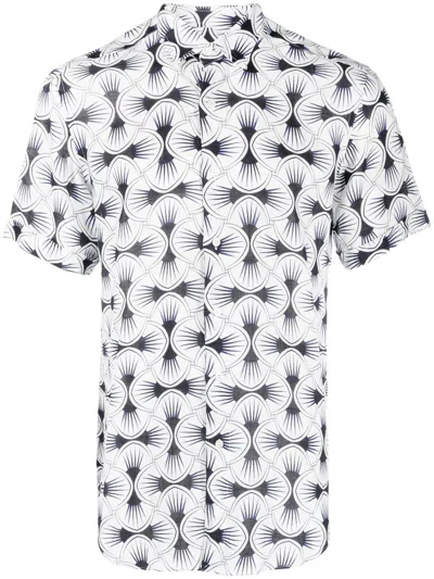 Peninsula Swimwear Linosa V3 Geometric-print Linen Shirt In White