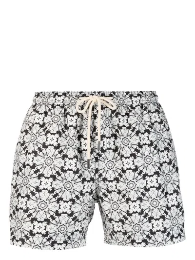 Peninsula Swimwear Graphic-print Swim Shorts In Black