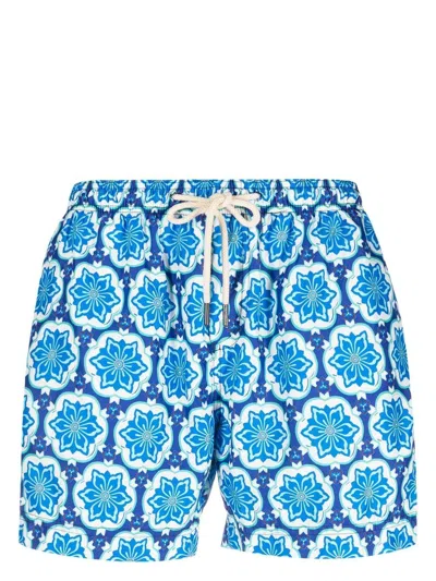 Peninsula Swimwear Geometric-print Swim Shorts In Blue