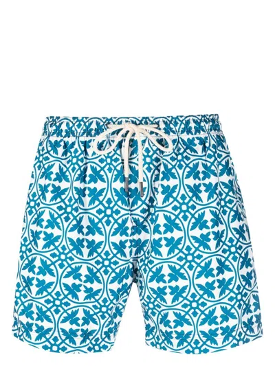 Peninsula Swimwear Geometric-print Swim Shorts In Blue