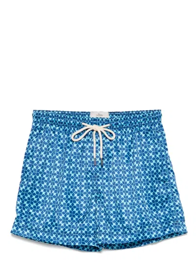 Peninsula Swimwear Geometric-print Swim Shorts In Blue