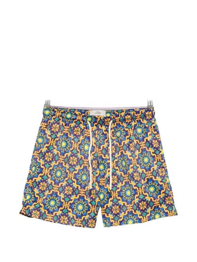 Peninsula Swimwear Geometric-print Drawstring Swim Shorts In Multi