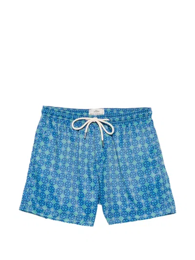 Peninsula Swimwear Geometric-print Drawstring Swim Shorts In Multi