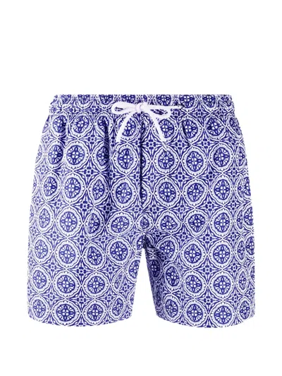 Peninsula Swimwear Geometric-print Swim Shorts In Blue