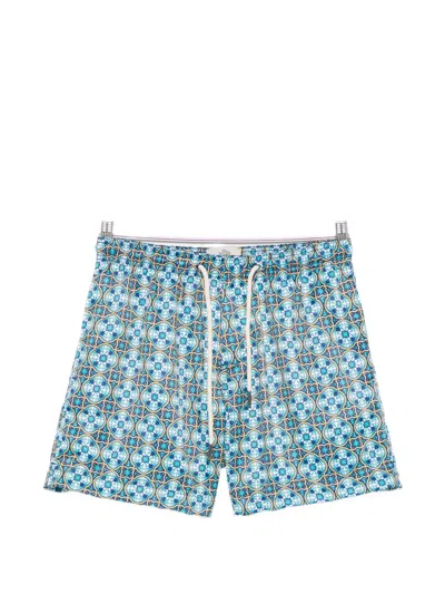 Peninsula Swimwear Geometric-print Swim Shorts In Blue