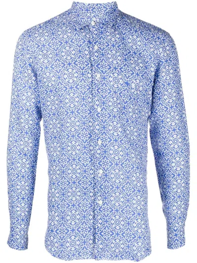 Peninsula Swimwear Graphic-print Long-sleeve Shirt In Blue