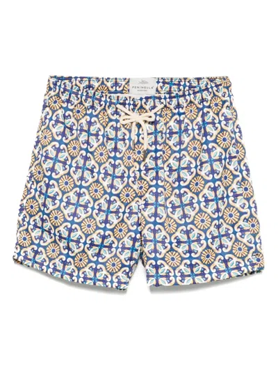 Peninsula Swimwear Graphic-print Shorts In Blue