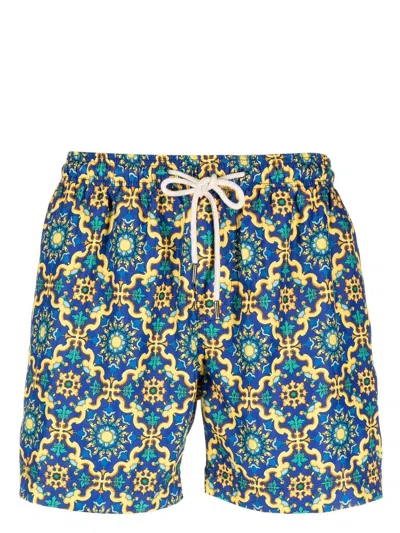 Peninsula Swimwear Graphic-print Swim Shorts In Blue