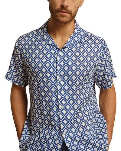 Peninsula Swimwear Linen Bowling Shirt In Blue
