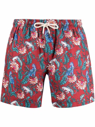 Peninsula Swimwear Malindi Floral-print Swimming Shorts In Red