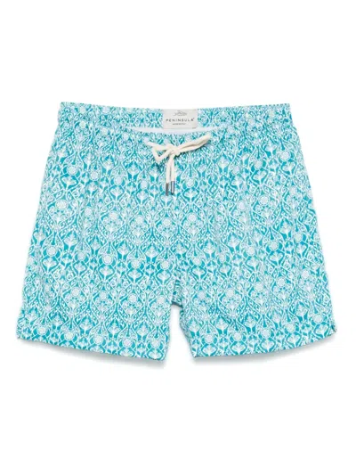 Peninsula Swimwear Paisley-print Swim Shorts In Blue