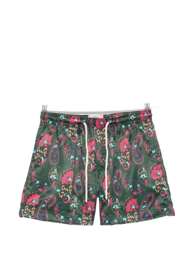 Peninsula Swimwear Paisley-print Drawstring Swim Shorts In Green