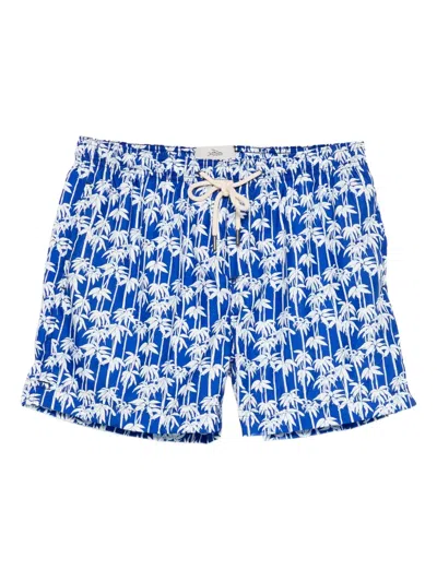 Peninsula Swimwear Panama Palm-tree-print Swim Shorts In Blue