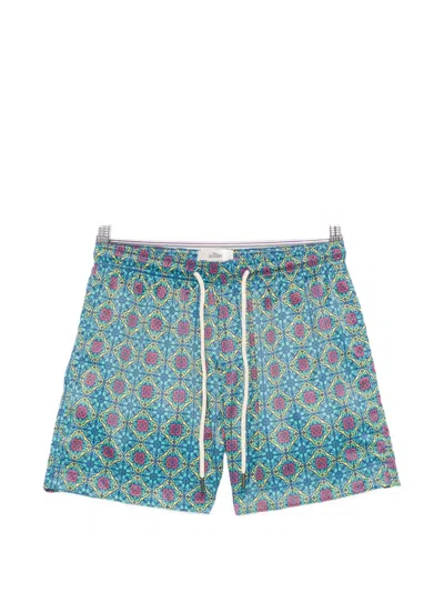 Peninsula Swimwear Panarea Geometric-print Drawstring Swim Shorts In Animal Print