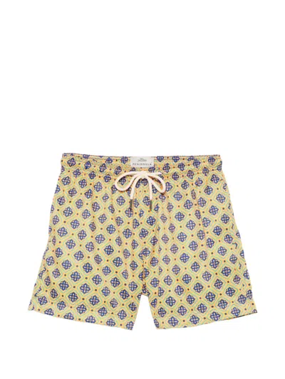 Peninsula Swimwear Pantelleria Geometric-print Drawstring Swim Shorts In Multi