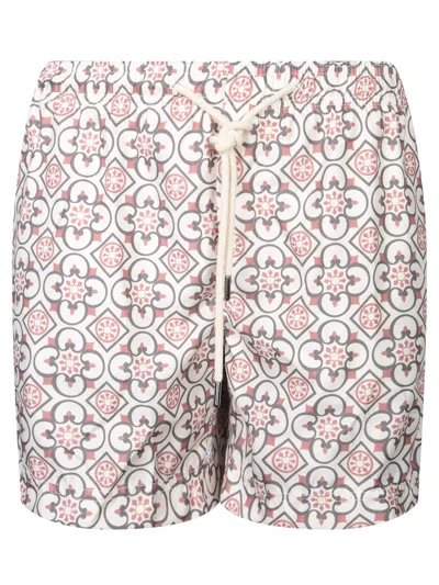 Peninsula Swimwear Patterned Beige Boxer Swim Shorts In Neutral