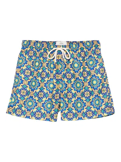 Peninsula Swimwear Gemusterte Badeshorts Mit Kordelzug In Blue