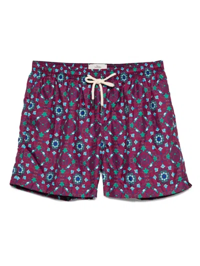 Peninsula Swimwear Patterned Drawstring Swim Shorts In Purple