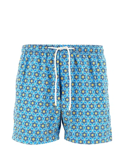 Peninsula Swimwear Patterned Swim Shorts In Blue