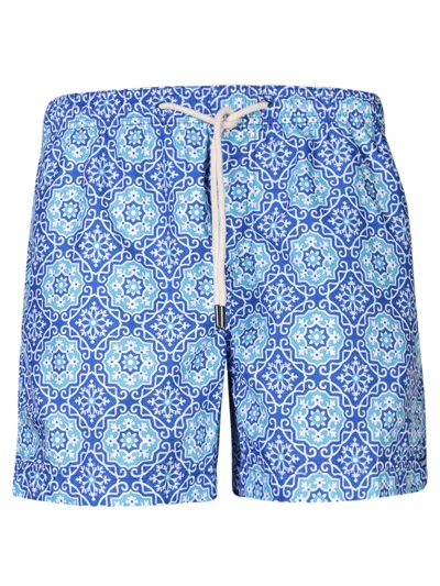 Peninsula Swimwear Peninsula Patterned Blue Boxer Swim Shorts