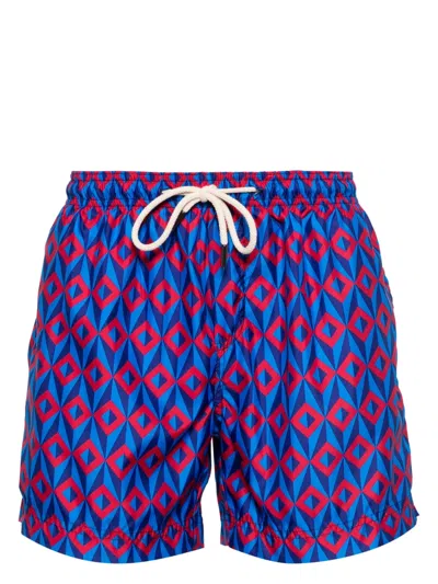 Peninsula Swimwear Ponente Geometric-print Swim Shorts In Blue