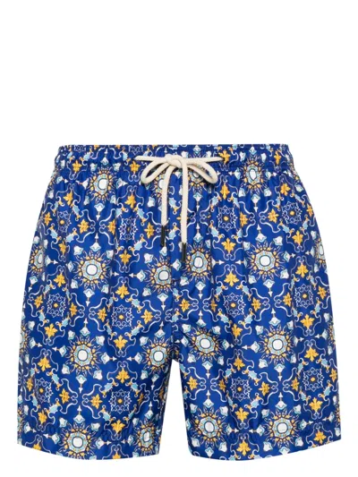 Peninsula Swimwear Rapallo Mediterranean-pattern Swim Shorts In Blue